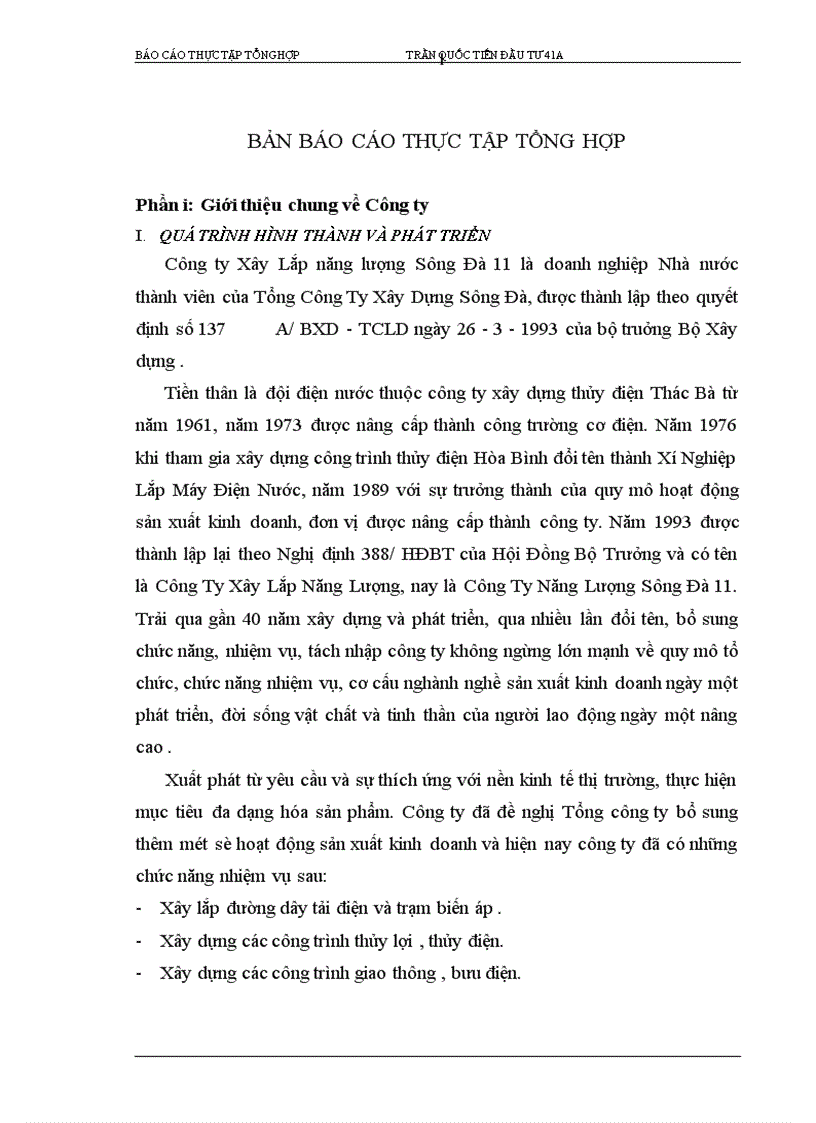 image for page Báo cáo thực tập tại Công ty Xây Lắp năng lượng Sông Đà 11