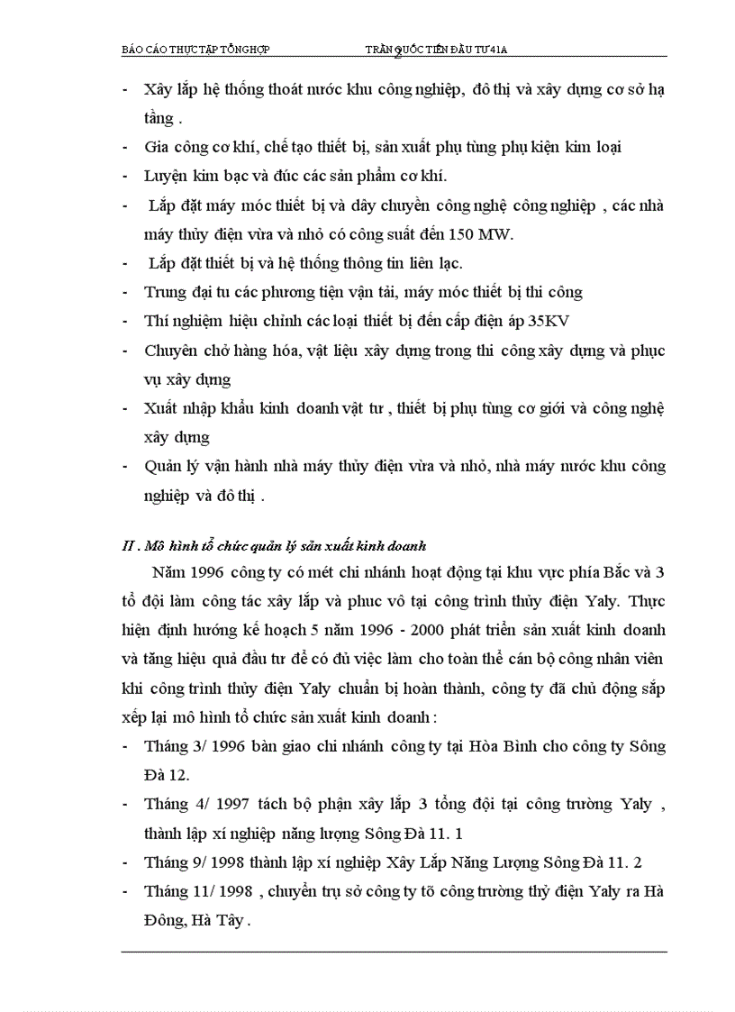 image for page Báo cáo thực tập tại Công ty Xây Lắp năng lượng Sông Đà 11