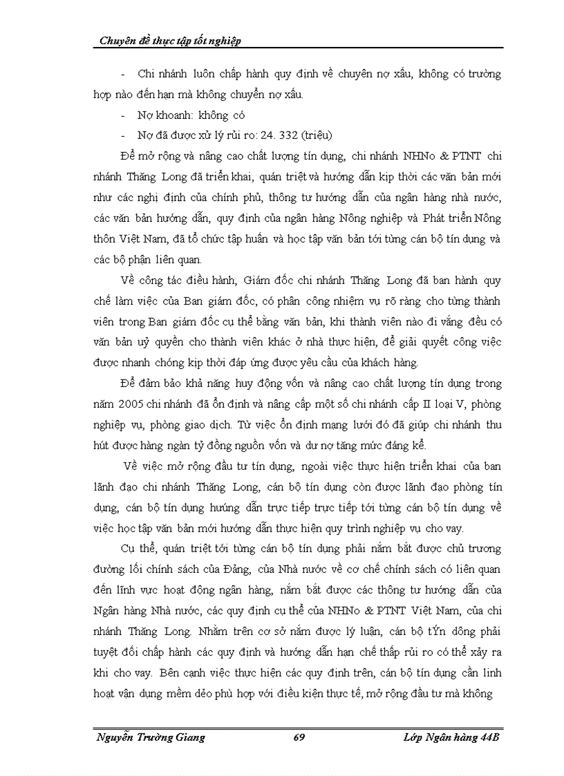 image for page Mở rộng tín dụng tại NHNo&PTNT chi nhánh Thăng Long