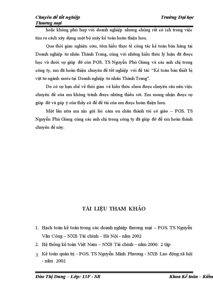 image for page Kế toán bán thiết bị vật tư ngành nước tại doanh nghiệp tư nhân Thành Trang