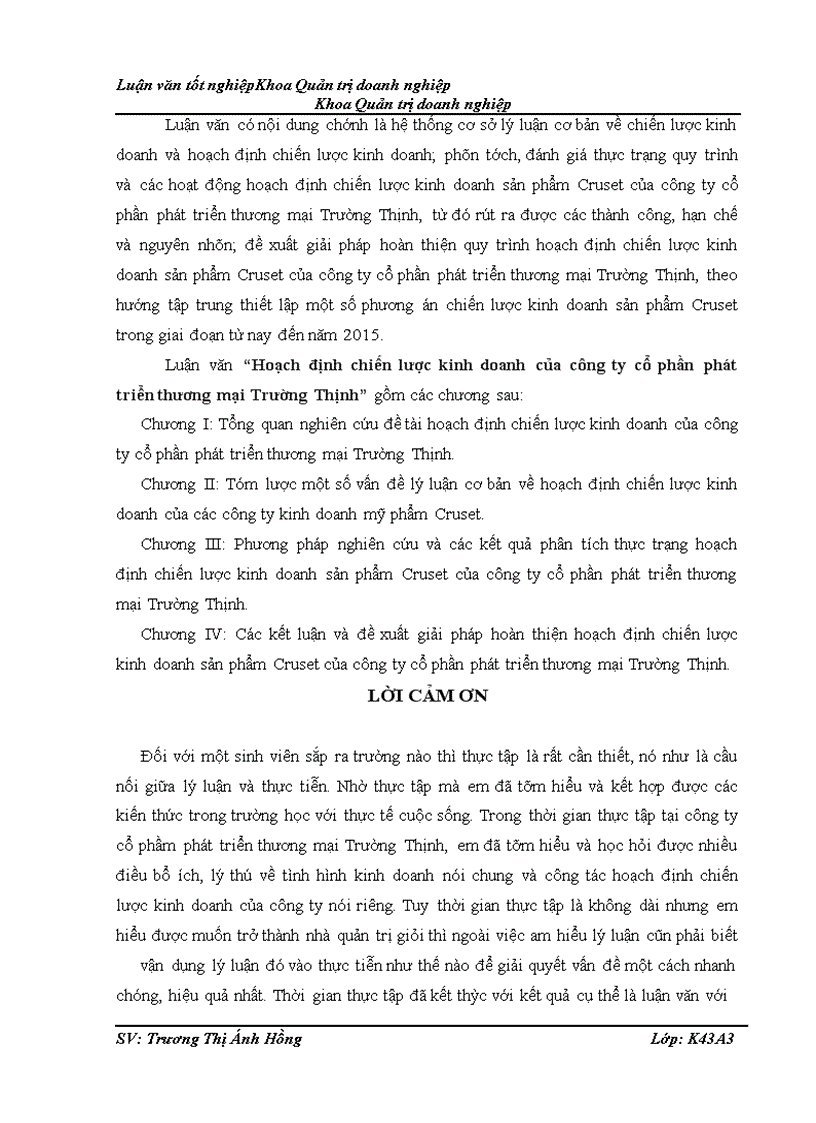 image for page Hoạch định chiến lược kinh doanh của Công ty cổ phần phát triển thương mại Trường Thịnh