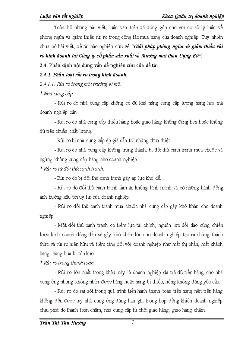 image for page Giải pháp phòng ngừa và giảm thiểu rủi ro kinh doanh tại công ty cổ phần sản xuất và thương mại than Uông Bí