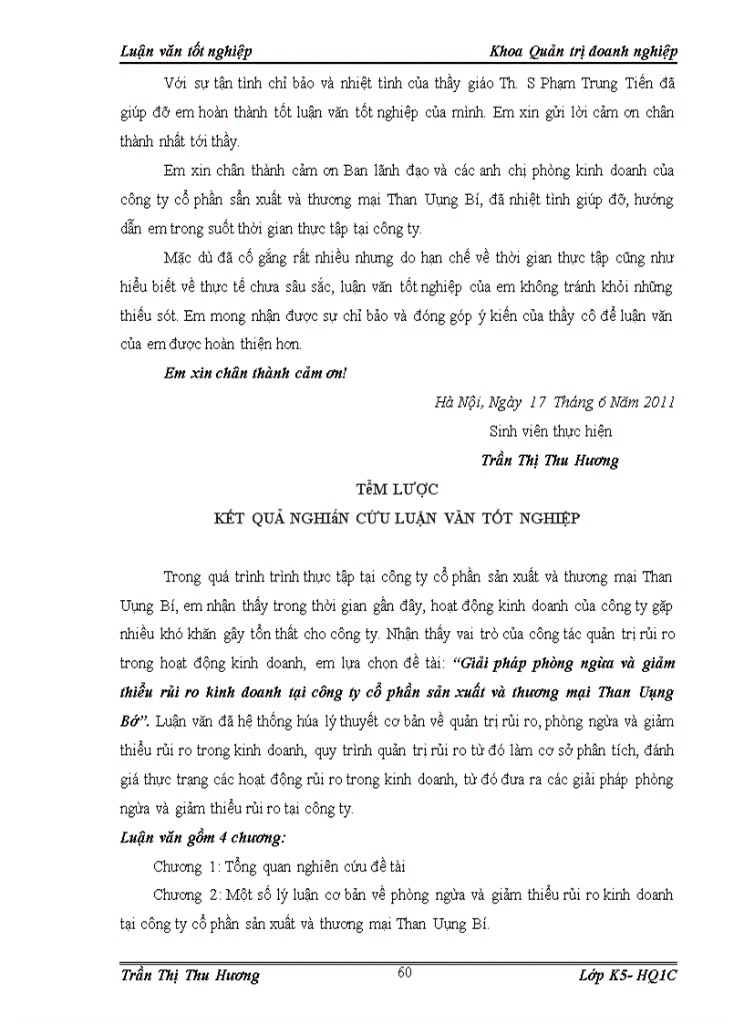 image for page Giải pháp phòng ngừa và giảm thiểu rủi ro kinh doanh tại công ty cổ phần sản xuất và thương mại than Uông Bí