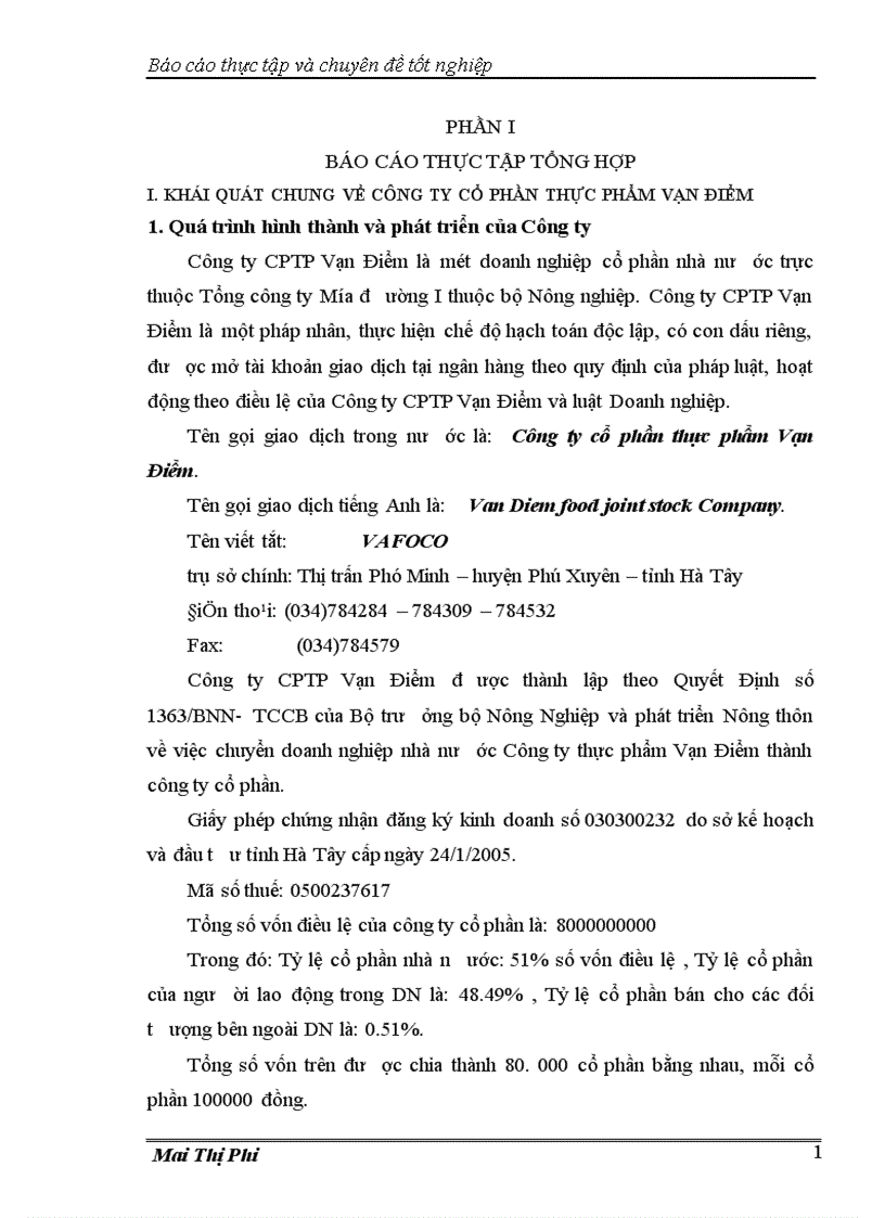 image for page Báo cáo thực tập tại công ty CPTP Vạn Điểm