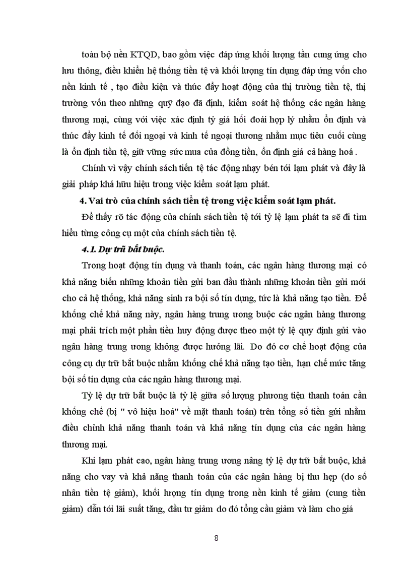 image for page Sử dụng chính sách tiền tệ trong việc kiểm soát lạm phát