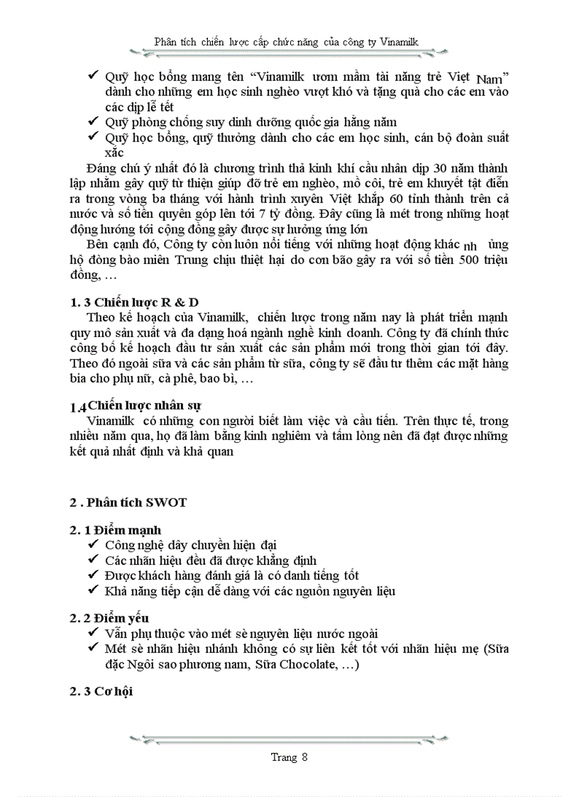 image for page Phân tích chiến lược cấp chức năng của công ty Vinamilk
