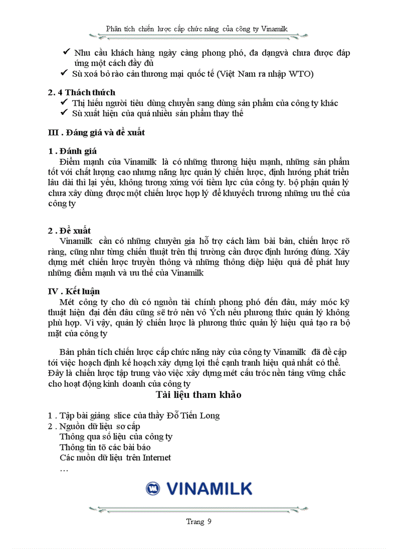 image for page Phân tích chiến lược cấp chức năng của công ty Vinamilk