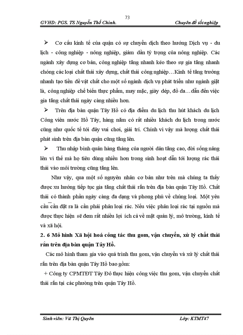 image for page Đánh giá hiệu quả của mô hình thực hiện xã hội hoá công tác thu gom, vận chuyển, xử lý chất thải rắn tại quận Tây Hồ