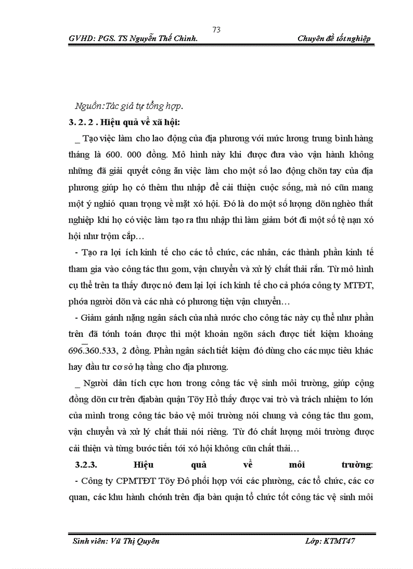 image for page Đánh giá hiệu quả của mô hình thực hiện xã hội hoá công tác thu gom, vận chuyển, xử lý chất thải rắn tại quận Tây Hồ