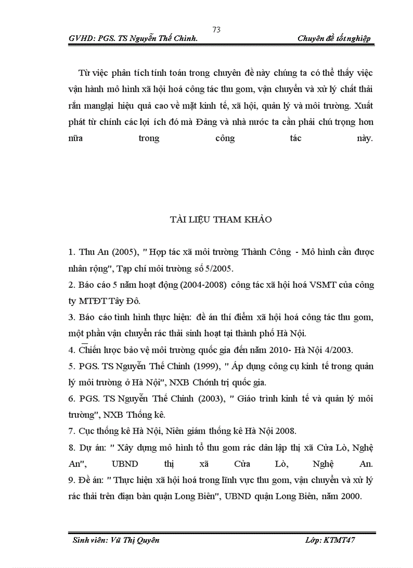 image for page Đánh giá hiệu quả của mô hình thực hiện xã hội hoá công tác thu gom, vận chuyển, xử lý chất thải rắn tại quận Tây Hồ