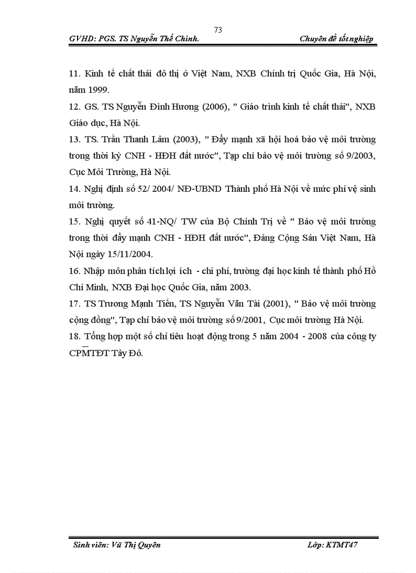 image for page Đánh giá hiệu quả của mô hình thực hiện xã hội hoá công tác thu gom, vận chuyển, xử lý chất thải rắn tại quận Tây Hồ