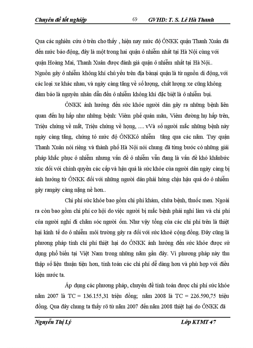 image for page Lượng giá thiệt hại của ô nhiễm không khí đến sức khoẻ người dân quận Thanh Xuân