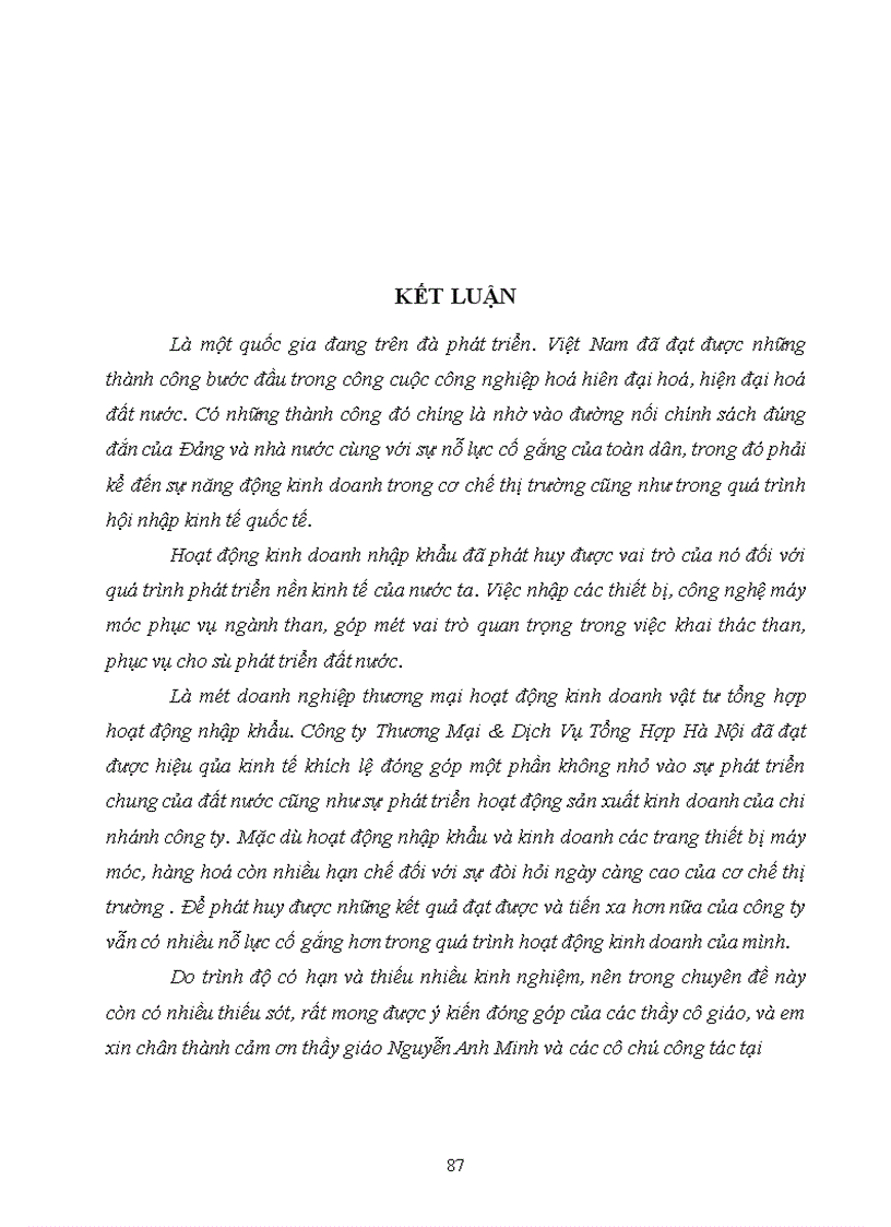 image for page Những giải pháp chủ yếu nhằm hoàn thiện hoạt động nhập khẩu của chi nhánh công ty Thương Mại và Dịch vụ Tổng hợp Hà Nội - Tổng công ty Than Việt Nam .