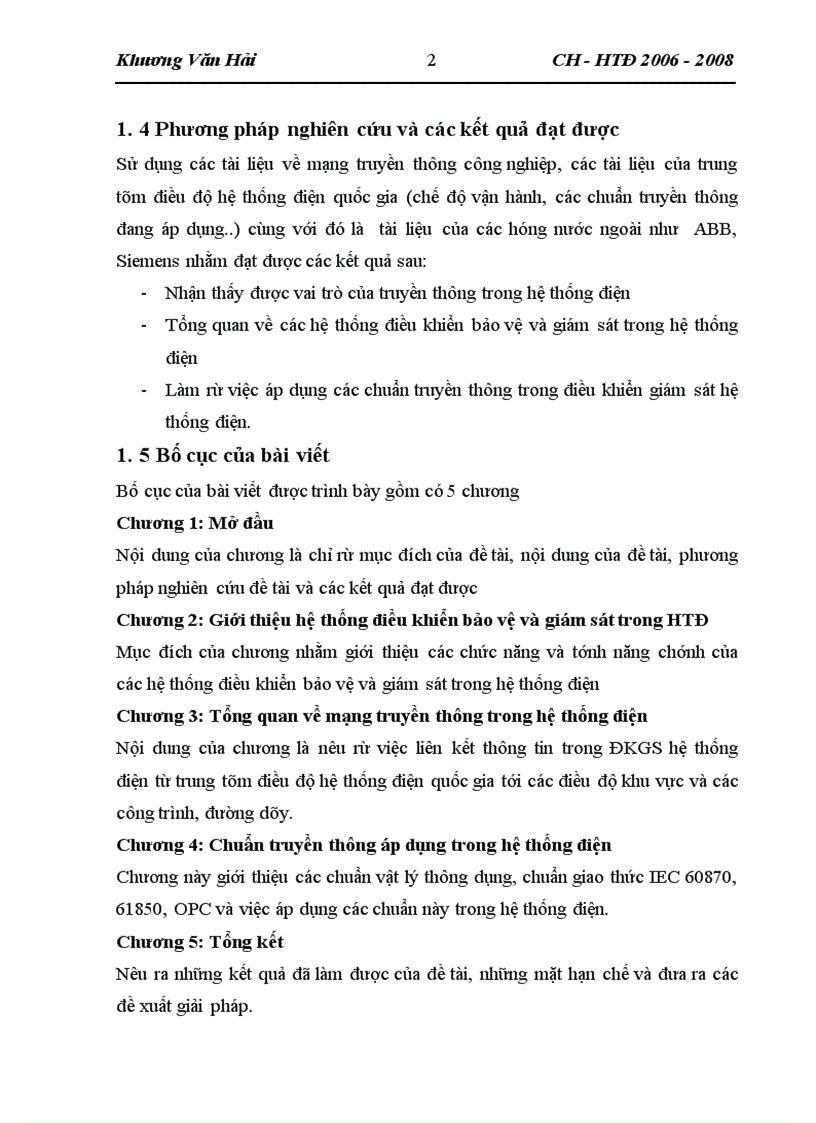 image for page Chuẩn truyền thông áp dụng trong hệ thống điện