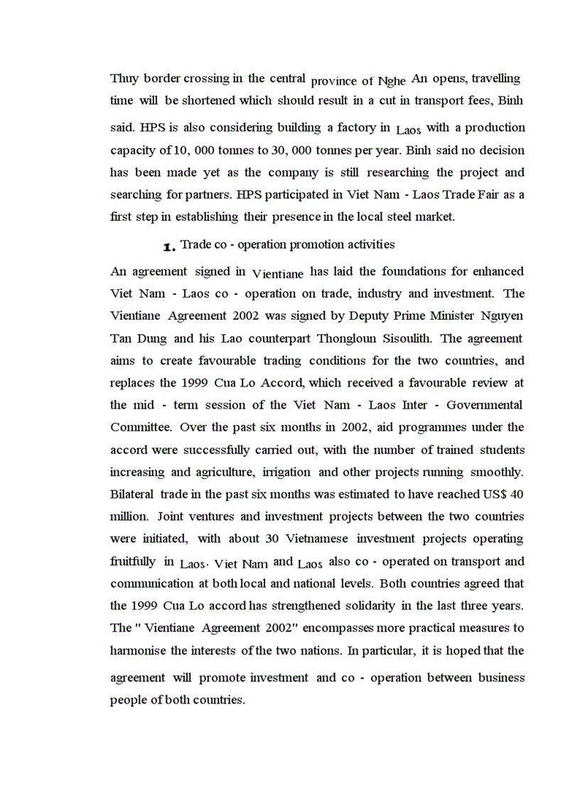 image for page .Vietnam-Laos cooperations in Trade