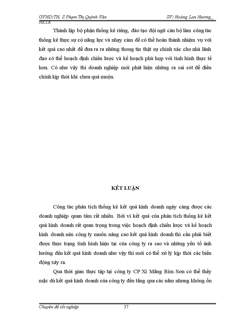 image for page Phân tích thống kê kết quả kinh doanh của Công Ty CP Xi Măng Bỉm Sơn