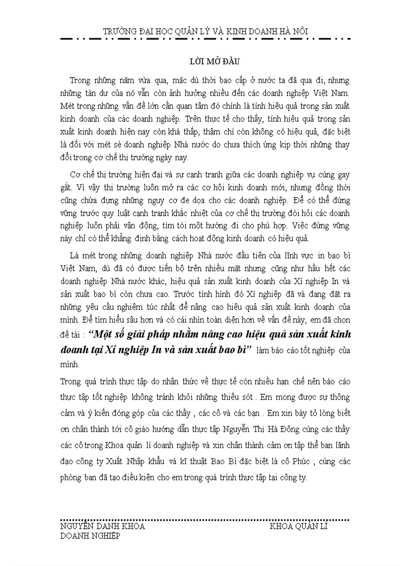 image for page Một số giải pháp nhằm nâng cao hiệu quả sản xuất kinh doanh tại Xí nghiệp In và sản xuất bao bì