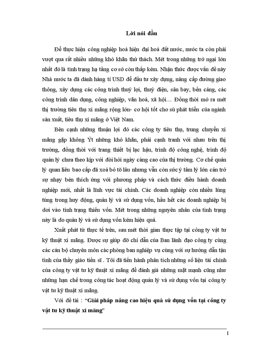 image for page Giải pháp nâng cao hiệu quả sử dụng vốn tại công ty vật tư kỹ thuật xi măng