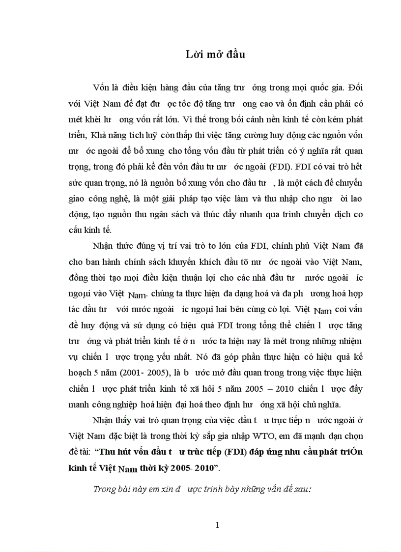 image for page Thu hút vốn đầu tư trực tiếp (FDI) đáp ứng nhu cầu phát triển kinh tế Việt Nam thời kỳ 2005- 2010