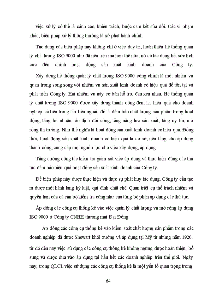 image for page Những biện pháp để duy trì và phát triển việc áp dụng hệ thống quản lý chất lượng theo ISO 9000 ỏ công ty CNHH thương mại Đại Đồng