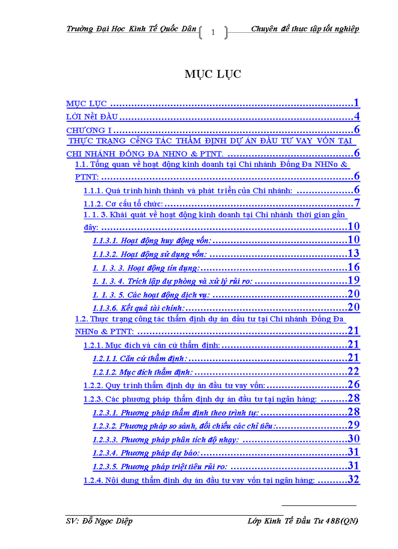 image for page Thực trạng công tác thẩm định dự án đầu tư vay vốn tại Chi nhánh Đống Đa NHNo & PTNT.