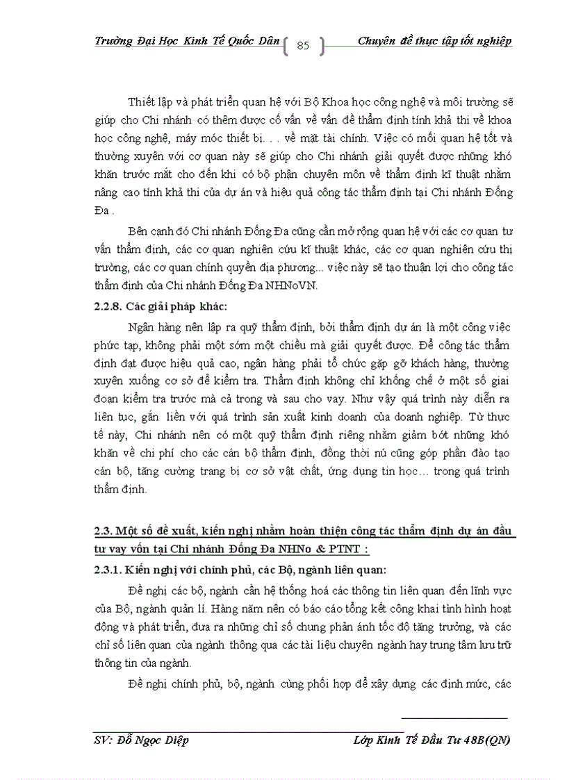 image for page Thực trạng công tác thẩm định dự án đầu tư vay vốn tại Chi nhánh Đống Đa NHNo & PTNT.