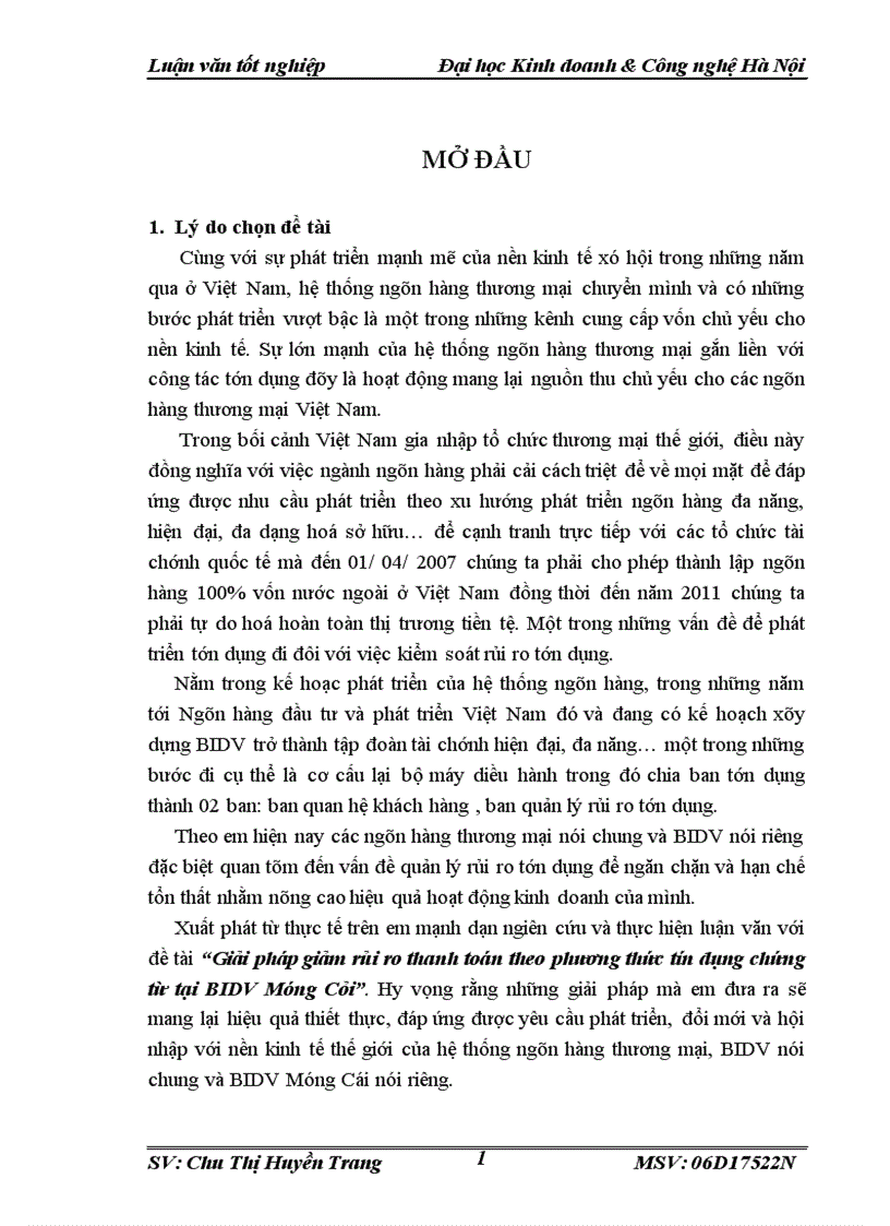 image for page Giải pháp giảm rủi ro thanh toán theo phương thức tín dụng chứng từ tại BIDV Móng Cái