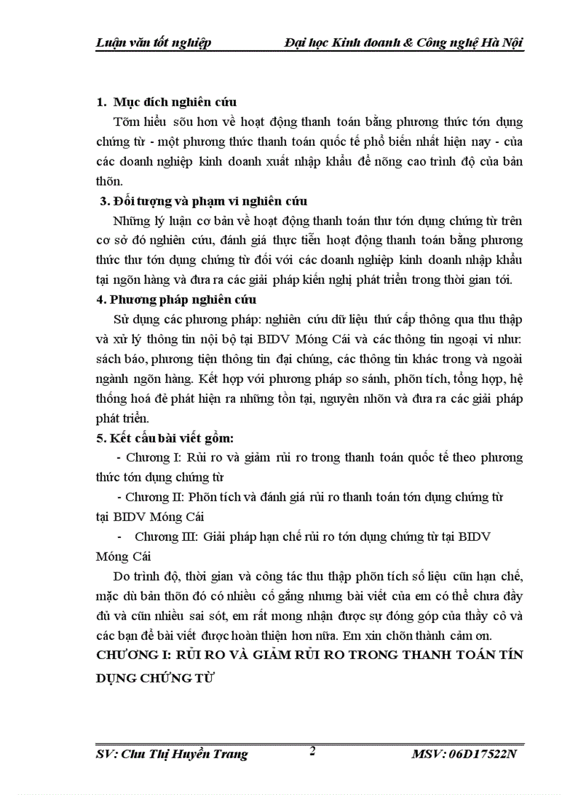 image for page Giải pháp giảm rủi ro thanh toán theo phương thức tín dụng chứng từ tại BIDV Móng Cái