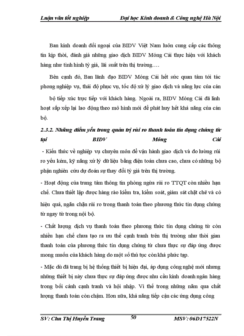 image for page Giải pháp giảm rủi ro thanh toán theo phương thức tín dụng chứng từ tại BIDV Móng Cái