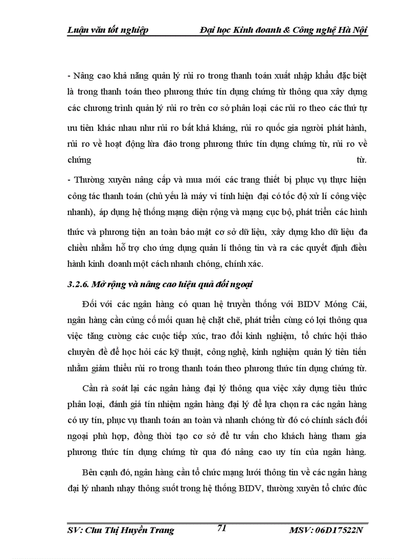 image for page Giải pháp giảm rủi ro thanh toán theo phương thức tín dụng chứng từ tại BIDV Móng Cái