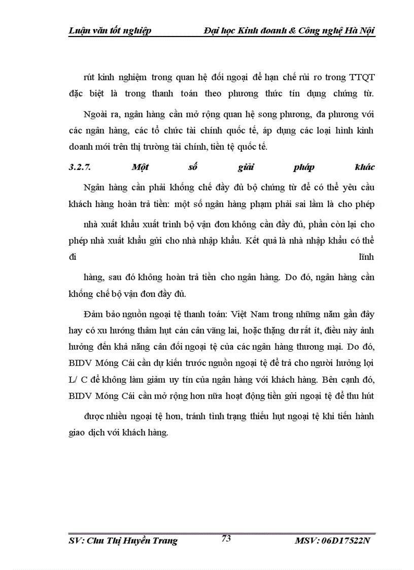 image for page Giải pháp giảm rủi ro thanh toán theo phương thức tín dụng chứng từ tại BIDV Móng Cái