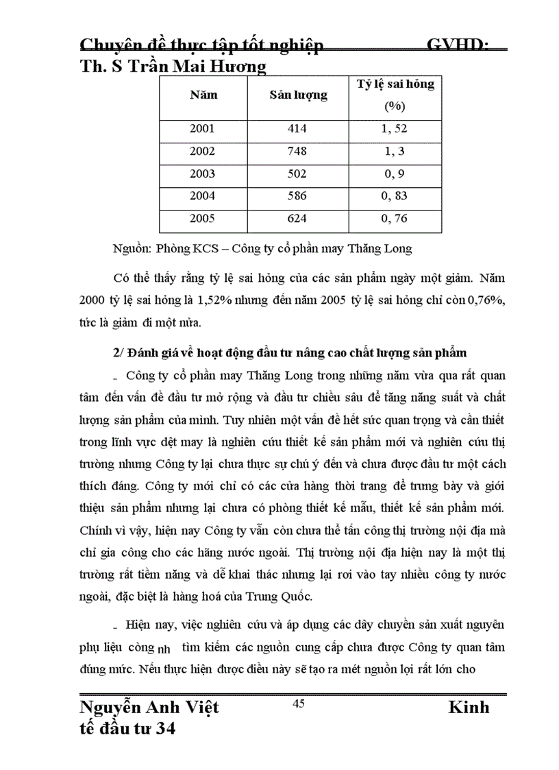 image for page Đầu Tư Nâng Cao Chất Lượng Sản Phẩm Của Công Ty Cổ Phần May Thăng Long Đáp ứng Yêu Cầu Hội Nhập Kinh Tế Quốc Tế