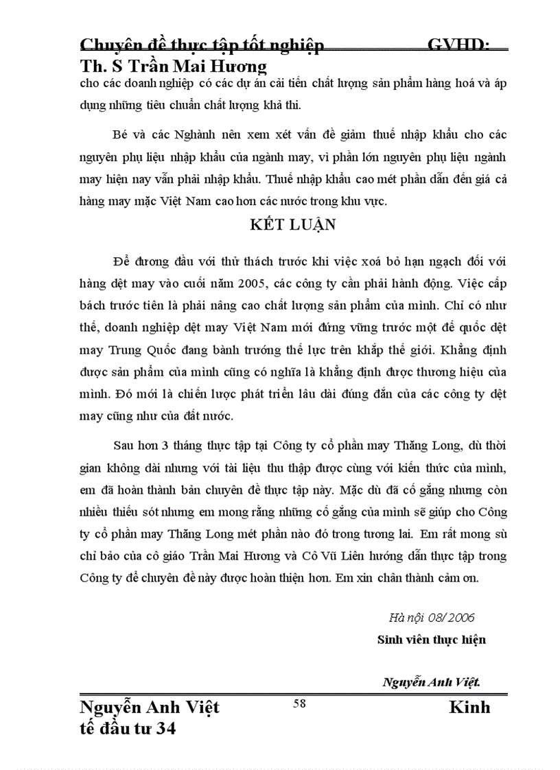 image for page Đầu Tư Nâng Cao Chất Lượng Sản Phẩm Của Công Ty Cổ Phần May Thăng Long Đáp ứng Yêu Cầu Hội Nhập Kinh Tế Quốc Tế