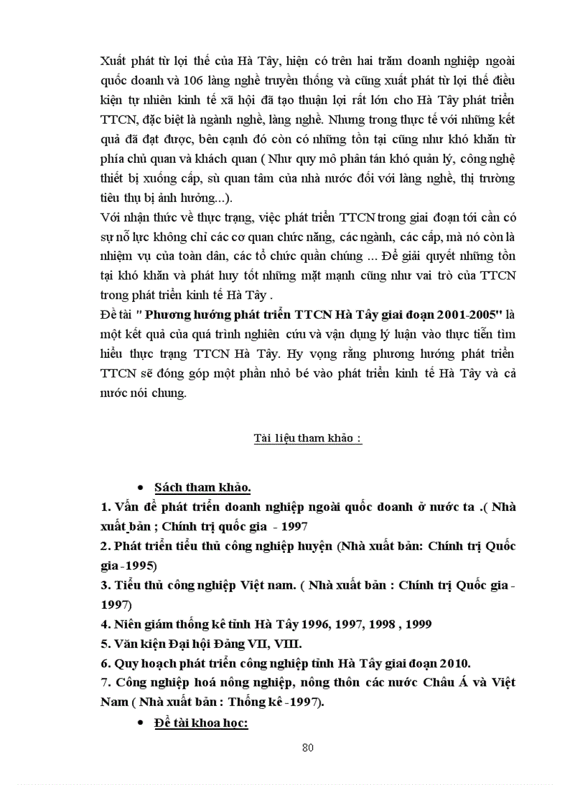 image for page Phương hướng phát triển tiểu thủ công nghiệp (TTCN) Tỉnh Hà Tây trong giai đoạn 2001-2005