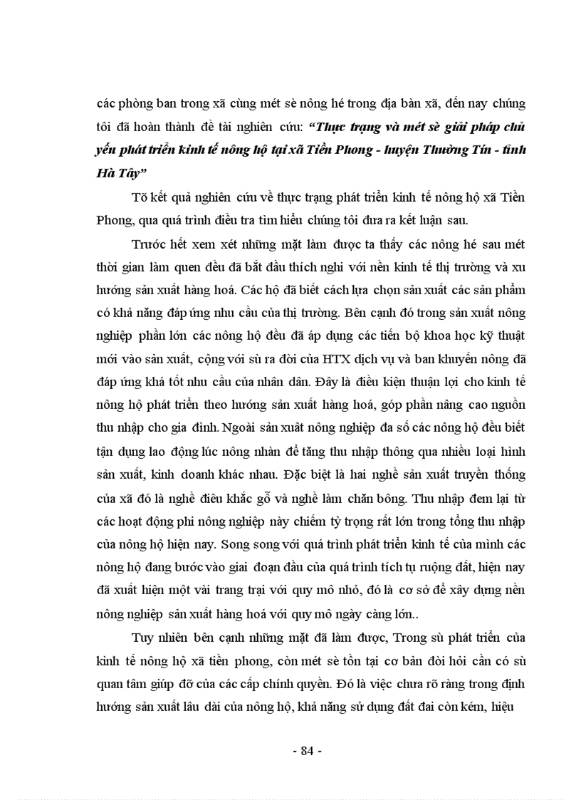 image for page Thực trạng và một số giải pháp chủ yếu phát triển kinh tế nông hộ tại xã Tiền Phong - huyện Thường Tín - tỉnh Hà Tây