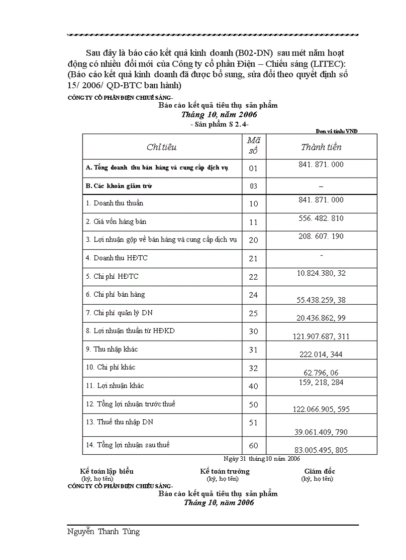 image for page Xác định kết quả hoạt động kinh doanh tại công ty cổ phần điên - chiếu sáng.