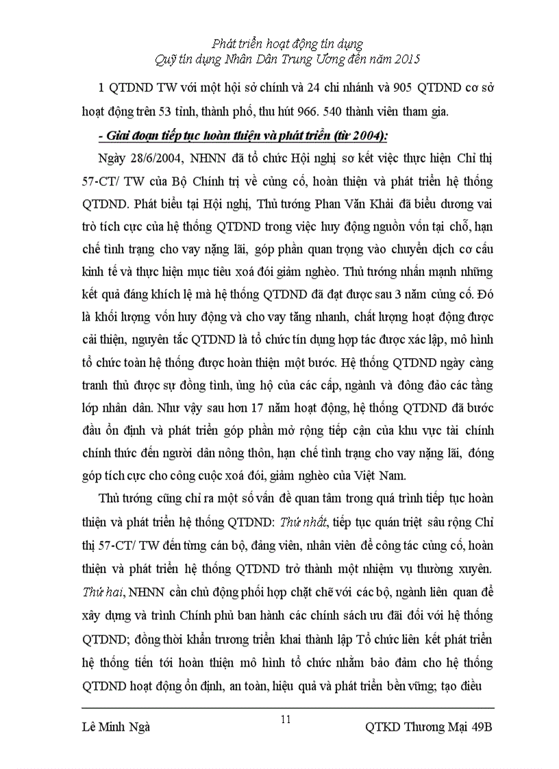 image for page Phát triển hoạt động tín dụng Quỹ tín dụng Nhân Dân Trung Ương đến năm 2015