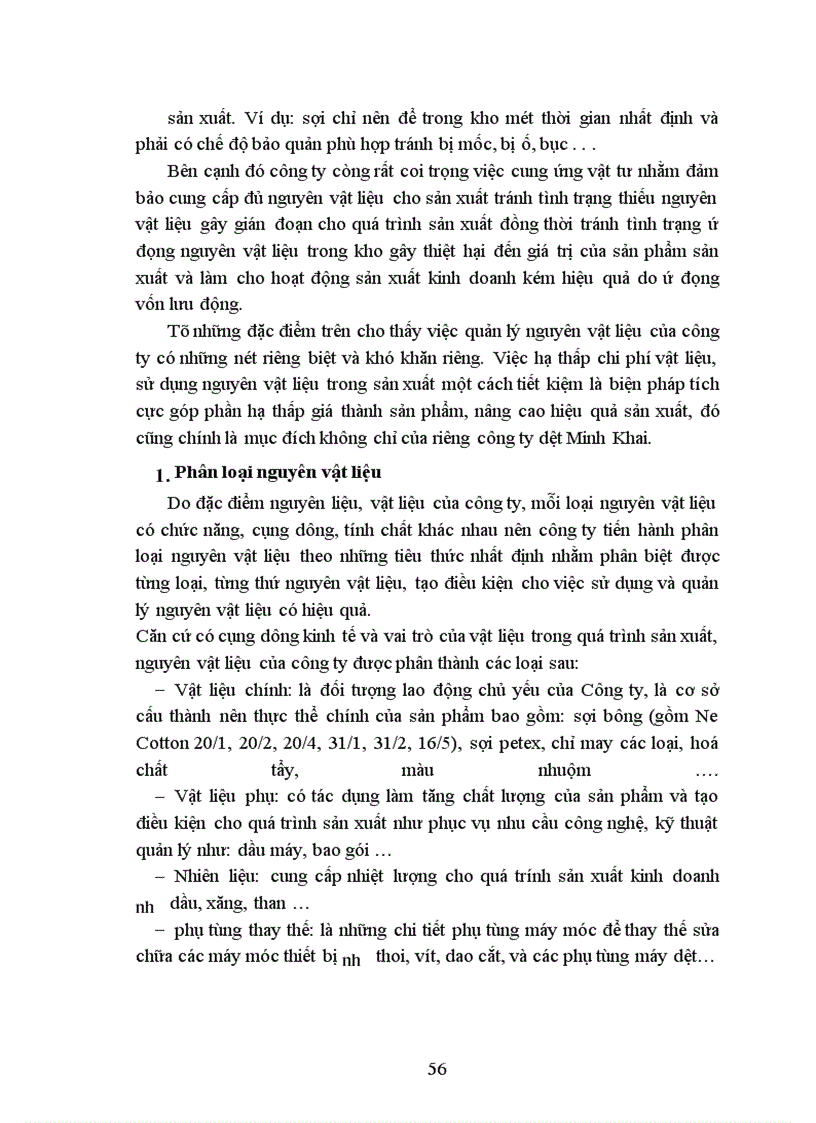 image for page Tổ chức hạch toán nguyên vật liệu tại Công ty dệt Minh Khai