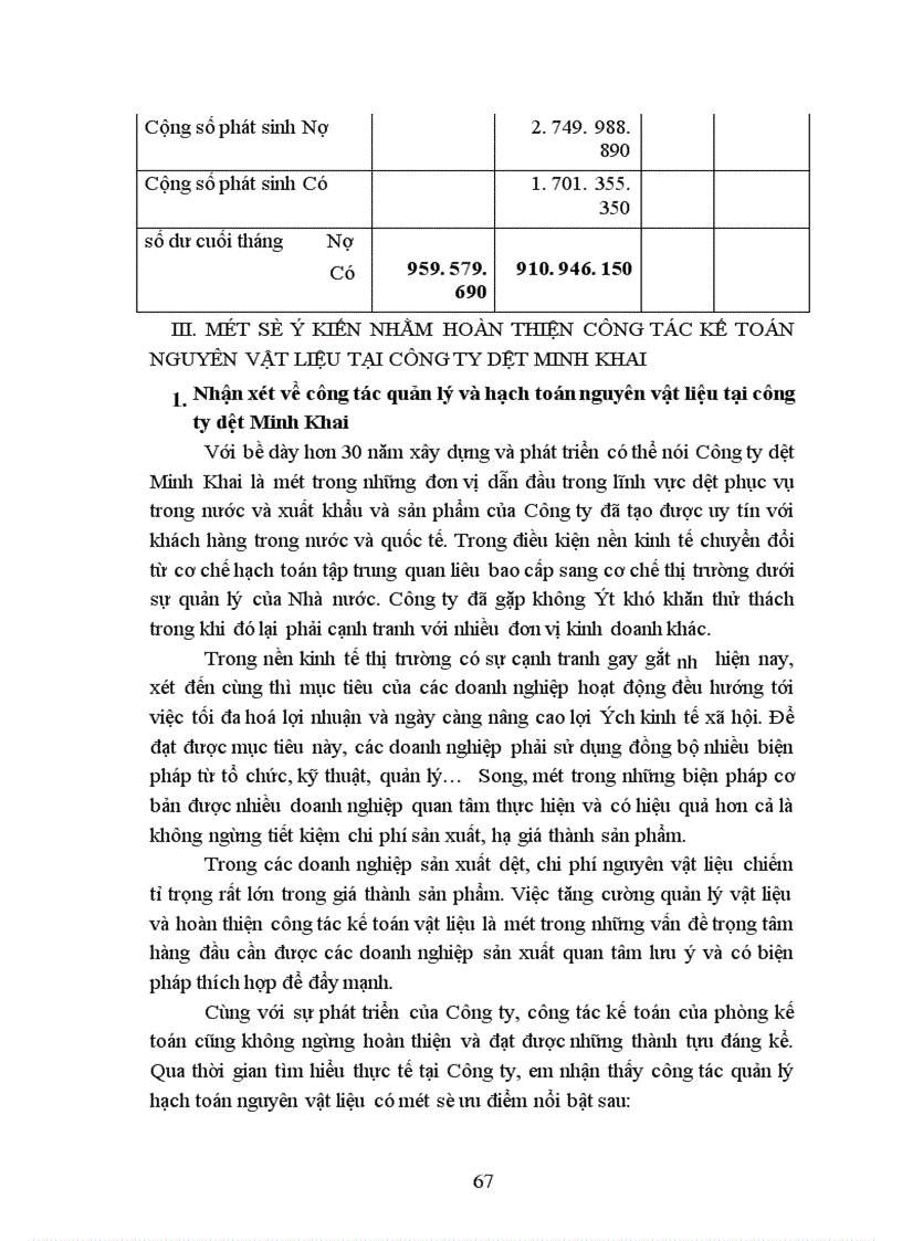 image for page Tổ chức hạch toán nguyên vật liệu tại Công ty dệt Minh Khai