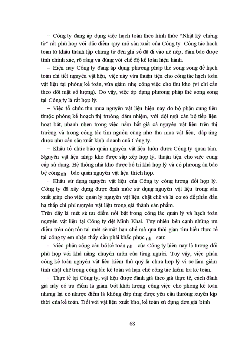 image for page Tổ chức hạch toán nguyên vật liệu tại Công ty dệt Minh Khai