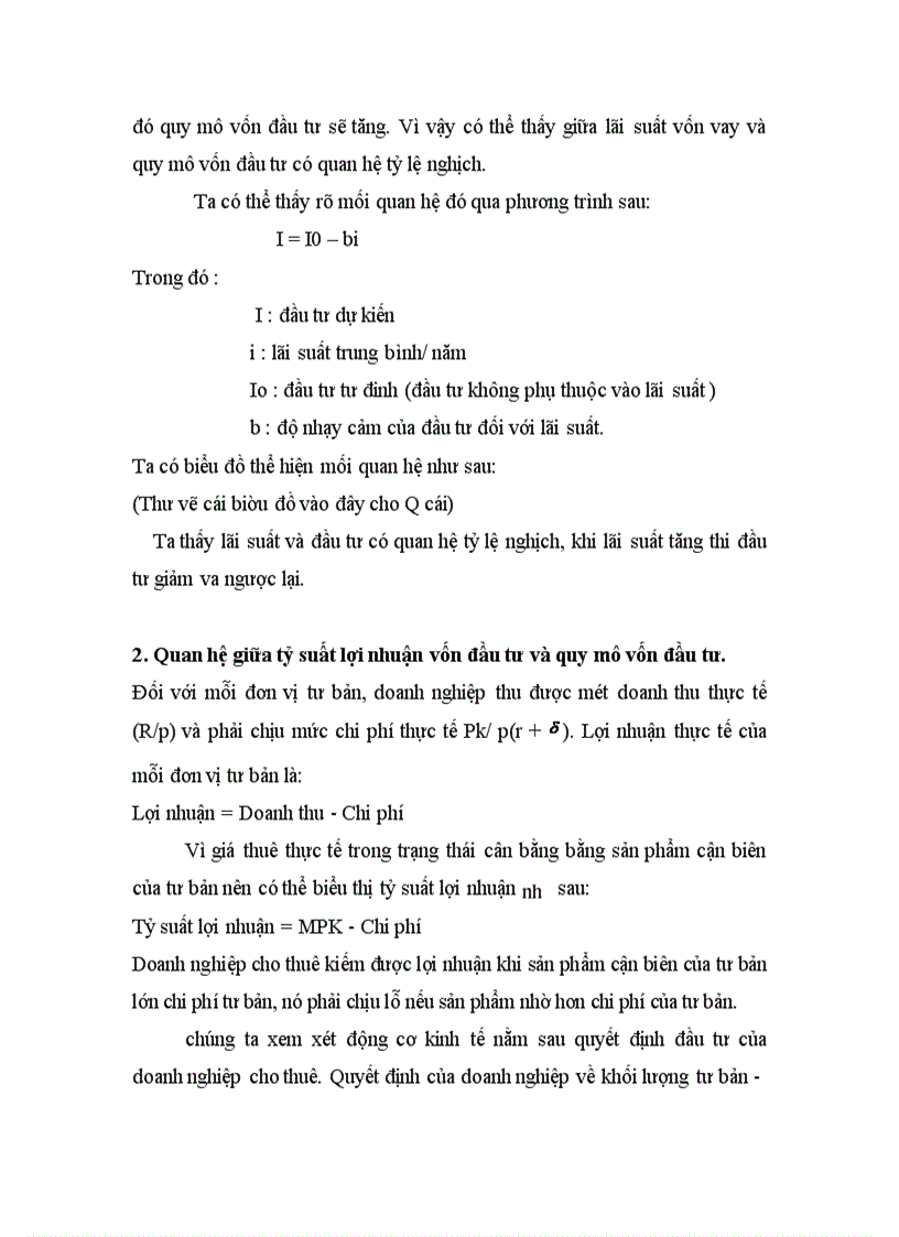 image for page Mối quan hệ giữa lãi suất vốn vay, tỉ suất lợi nhuận vốn đầu tư với quy mô vốn đầu tư. Vận dụng để giải thích tình hình đầu tư ở Việt Nam