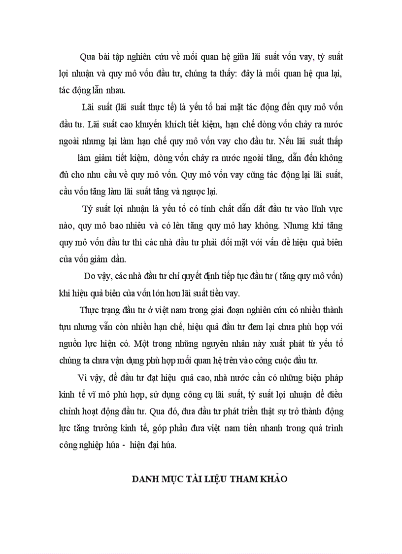 image for page Mối quan hệ giữa lãi suất vốn vay, tỉ suất lợi nhuận vốn đầu tư với quy mô vốn đầu tư. Vận dụng để giải thích tình hình đầu tư ở Việt Nam