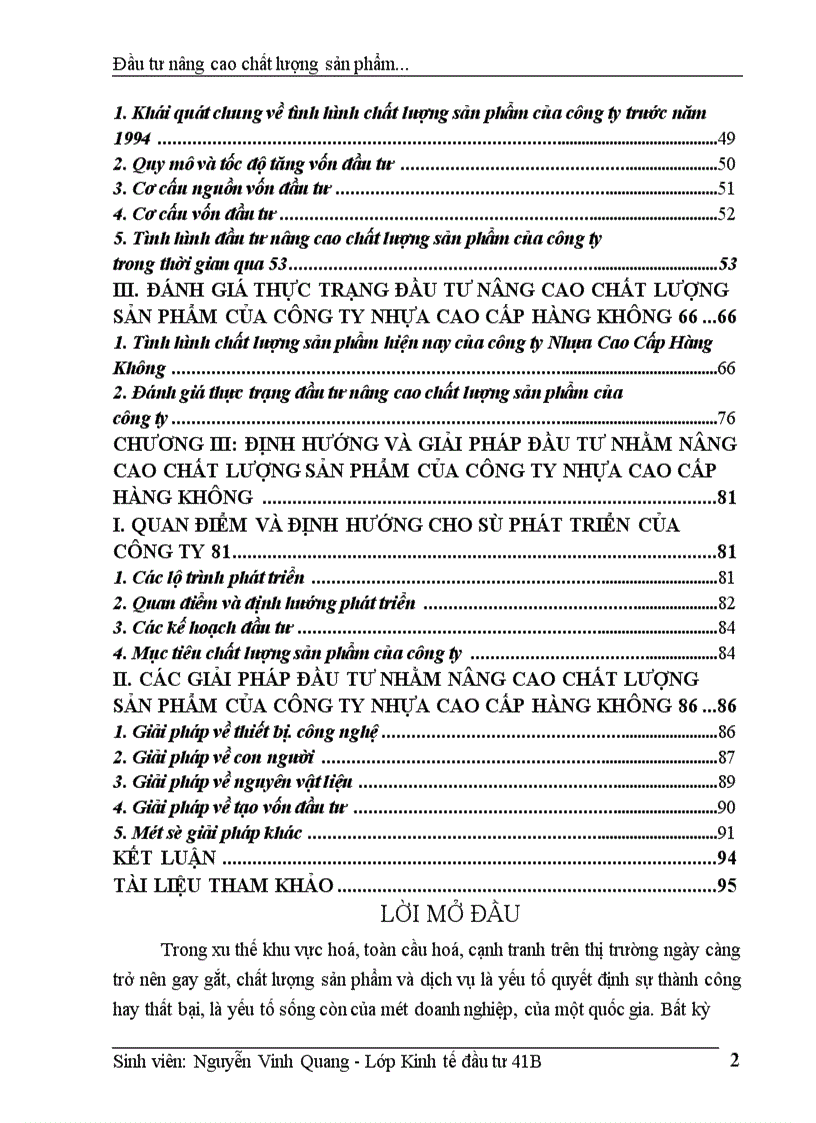 image for page Thực trạng đầu tư nâng cao chất lượng sản phẩm của công ty Nhựa Cao Cấp Hàng Không