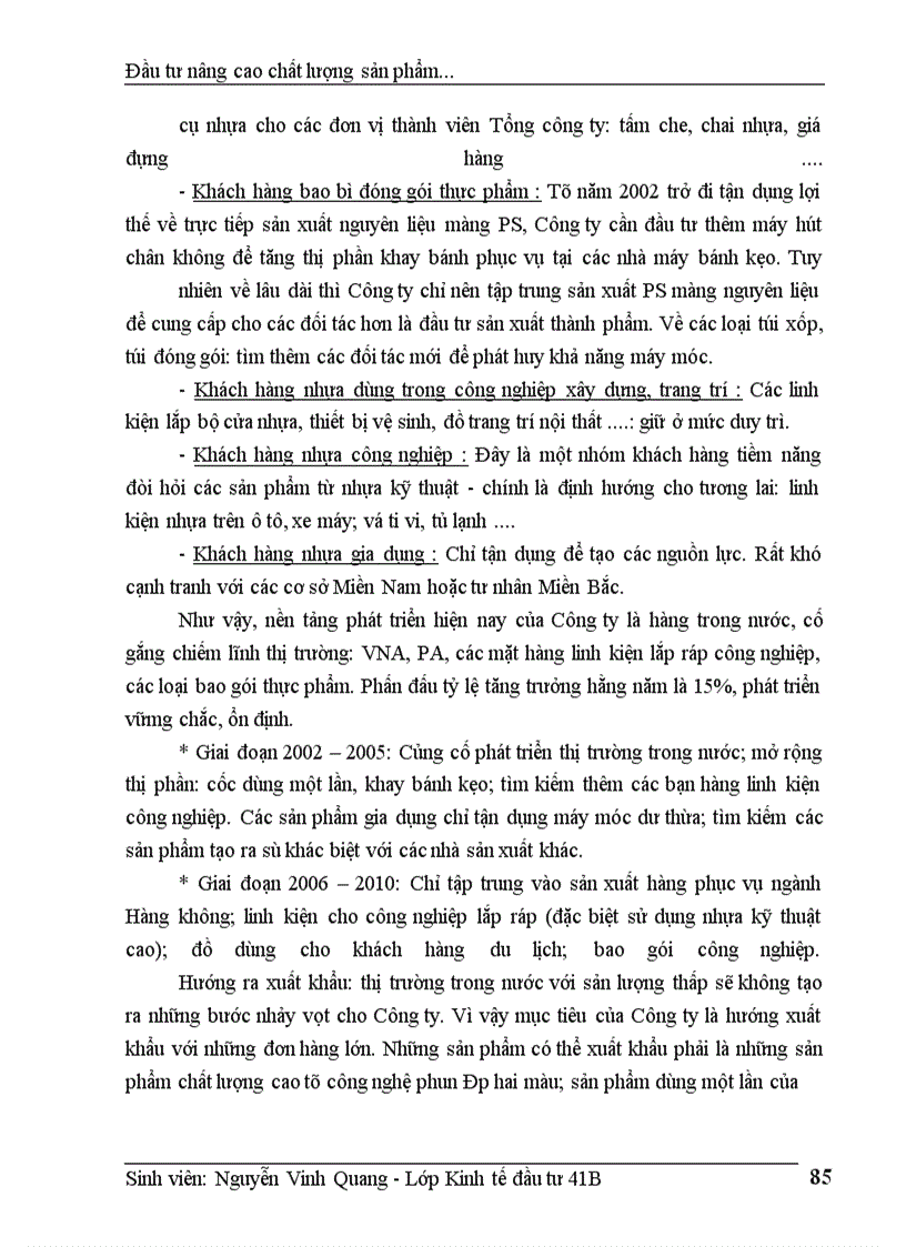 image for page Thực trạng đầu tư nâng cao chất lượng sản phẩm của công ty Nhựa Cao Cấp Hàng Không