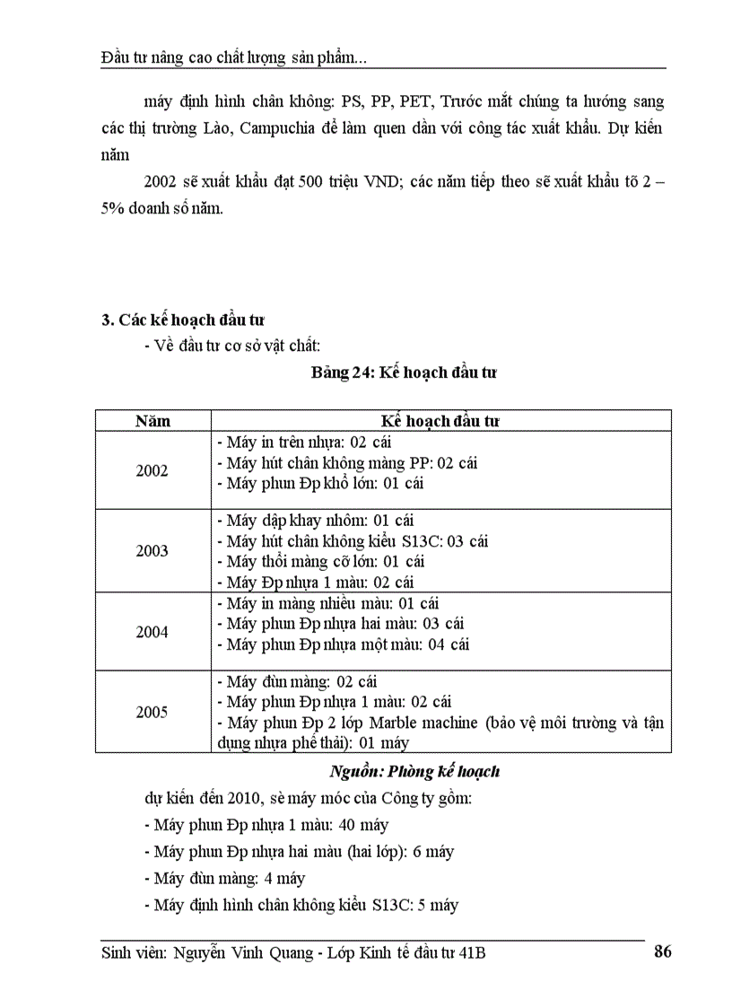 image for page Thực trạng đầu tư nâng cao chất lượng sản phẩm của công ty Nhựa Cao Cấp Hàng Không