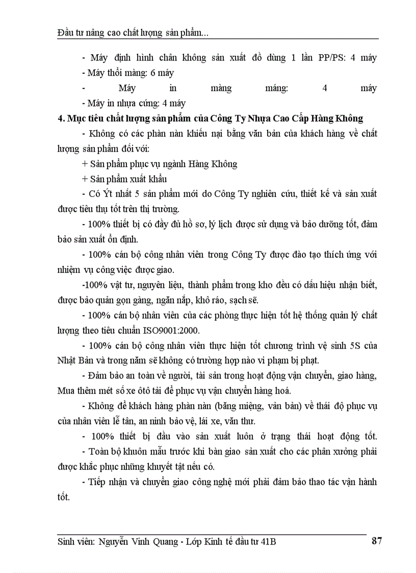 image for page Thực trạng đầu tư nâng cao chất lượng sản phẩm của công ty Nhựa Cao Cấp Hàng Không