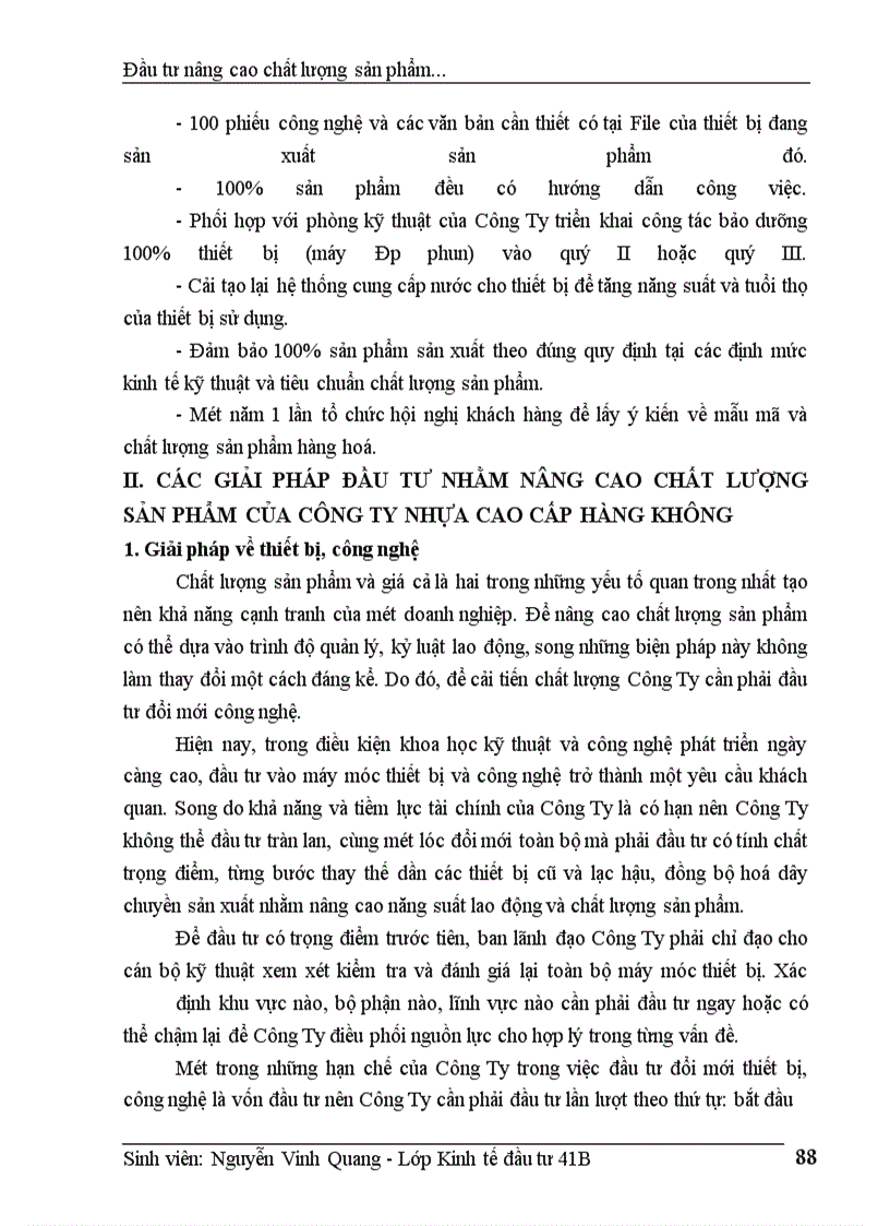 image for page Thực trạng đầu tư nâng cao chất lượng sản phẩm của công ty Nhựa Cao Cấp Hàng Không