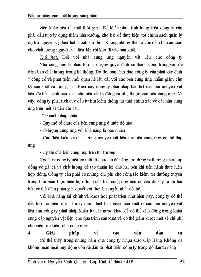 image for page Thực trạng đầu tư nâng cao chất lượng sản phẩm của công ty Nhựa Cao Cấp Hàng Không