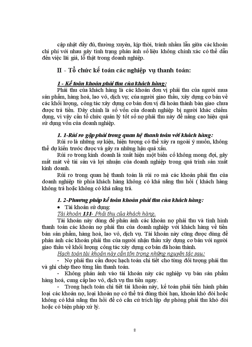 image for page Tổ chức kế toán các nghiệp vụ thanh toán, phân tích tình hình và khả năng thanh toán của Xí nghiệp khảo sát xây dựng Điện I