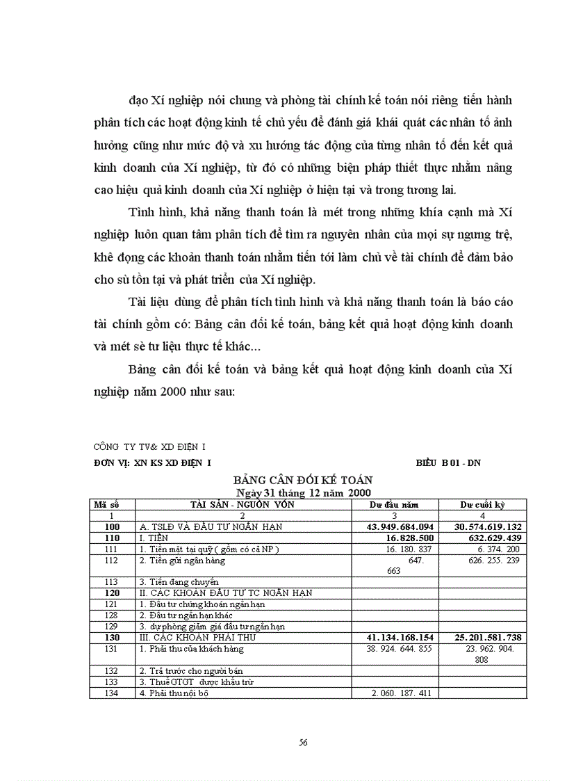image for page Tổ chức kế toán các nghiệp vụ thanh toán, phân tích tình hình và khả năng thanh toán của Xí nghiệp khảo sát xây dựng Điện I